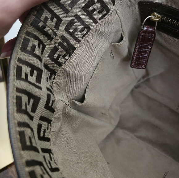 Fendi Brown Zucchino Canvas and Leather Tote - Picture 10 of 14